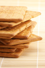 Stack of crackers close-up
