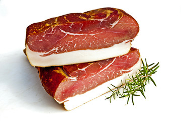 fresh tasty ham in detail