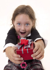 Little girl with Valentine's presents