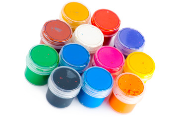 Set of used multicorored watercolor paint