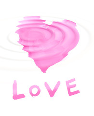 word ''love'' with stylized love symbol