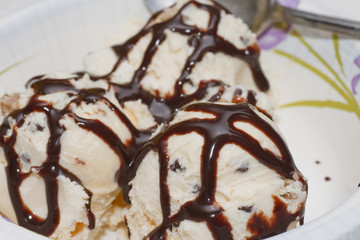 Chocolate Syrup on Ice Cream