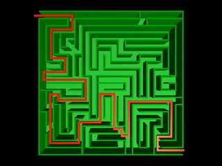 Top view of the maze - solved