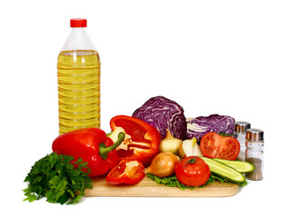 sunflower seed oil and vegetables for preparation of salad