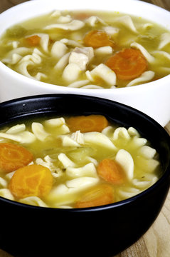 bowls of chicken soup