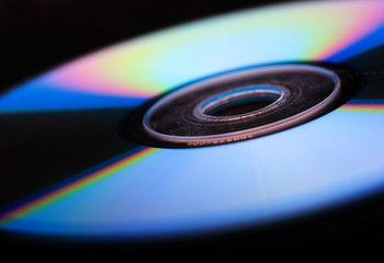 Close up empty dvd disc in blue and black color