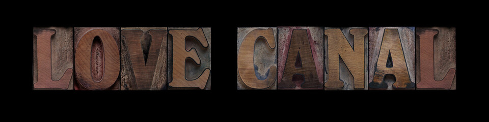 Love Canal in old wood type