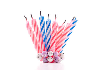 Array of Blue and Pink Birthday Candles