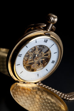 Photo of opened old vintage pocket clock