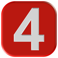 Button rot Ecken rund ZAHL VIER