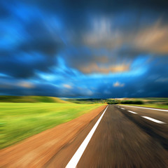 Blurred Road with blurred sky