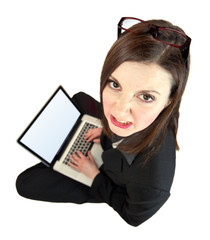 Business woman on laptop frustrated