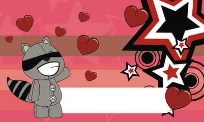 raccoon cartoon valentine background