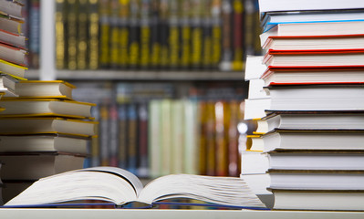 Closeup books in the library