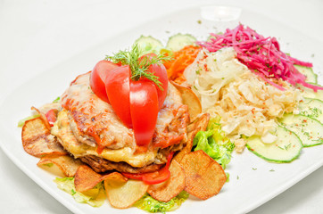 Meat steak with vegetables