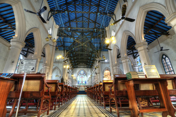Fototapeta na wymiar St John's Cathedral interior, Hong Kong