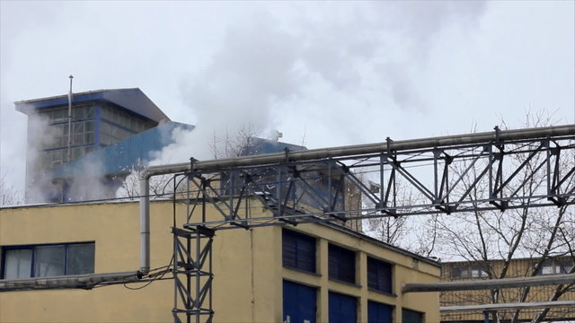 Smoke and steam from factory