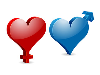 Venus and Mars Valentine's hearts