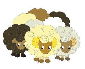 a vector illustration of a flock of sheep