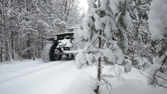 Jeep, winter wood