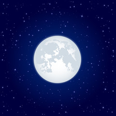 Moon on starry sky