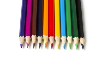Colored pencils isolated on the white background