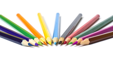 Colored pencils isolated on the white background