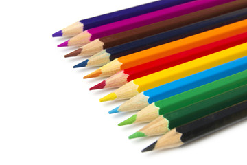 Colored pencils isolated on the white background