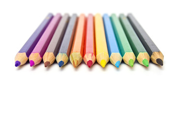 Colored pencils isolated on the white background