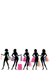 Silhouette of shopping girl