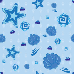 Seamless pattern with sea motives