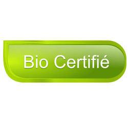 bio certifié sur bouton design vert