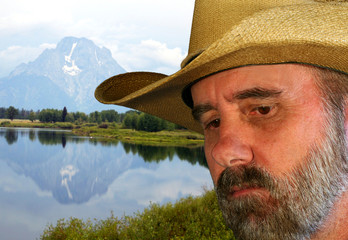 A Sad Cowboy and Mount Moran - 29856559