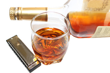 Whisky,harmonica and one glass