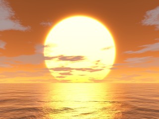 Naklejka na ściany i meble Sonnenuntergang über dem Meer