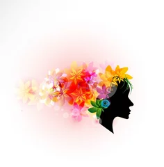 Rolgordijnen vector meisje met bloemen © abstract