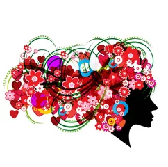 Foto op Plexiglas vector meisje met bloemen © abstract