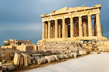 Toneelmening van Parthenon-tempel, Akropolis, Athene, Griekenland