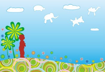 Naklejka premium baby and spring cloud