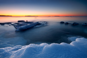 Sunrise in cold morning