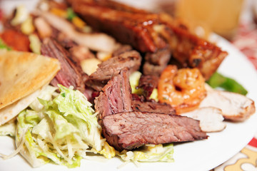 Big plate with assortment of foods