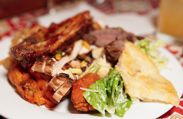 Plate with assortment of foods