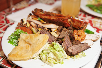 Big plate with assortment of foods