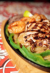 Fajitas in metal pan