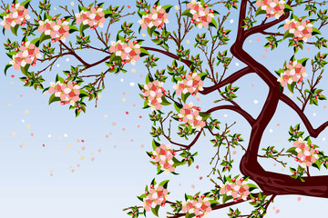 Background with blooming apple tree