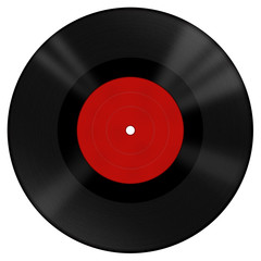 vinyl disk with red label