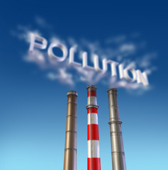pollution chimney stacks with smoke