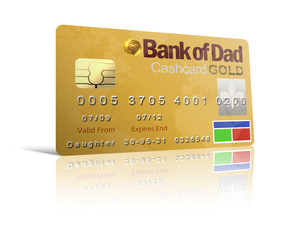 Bank of Dad, joke bankcard - goldcard, credit , loans, teenagers borrowing, 