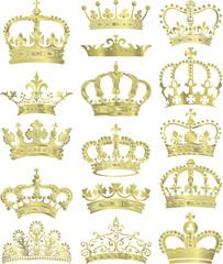 gold crowns vector collection