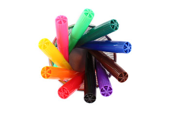 Felt pens on white background